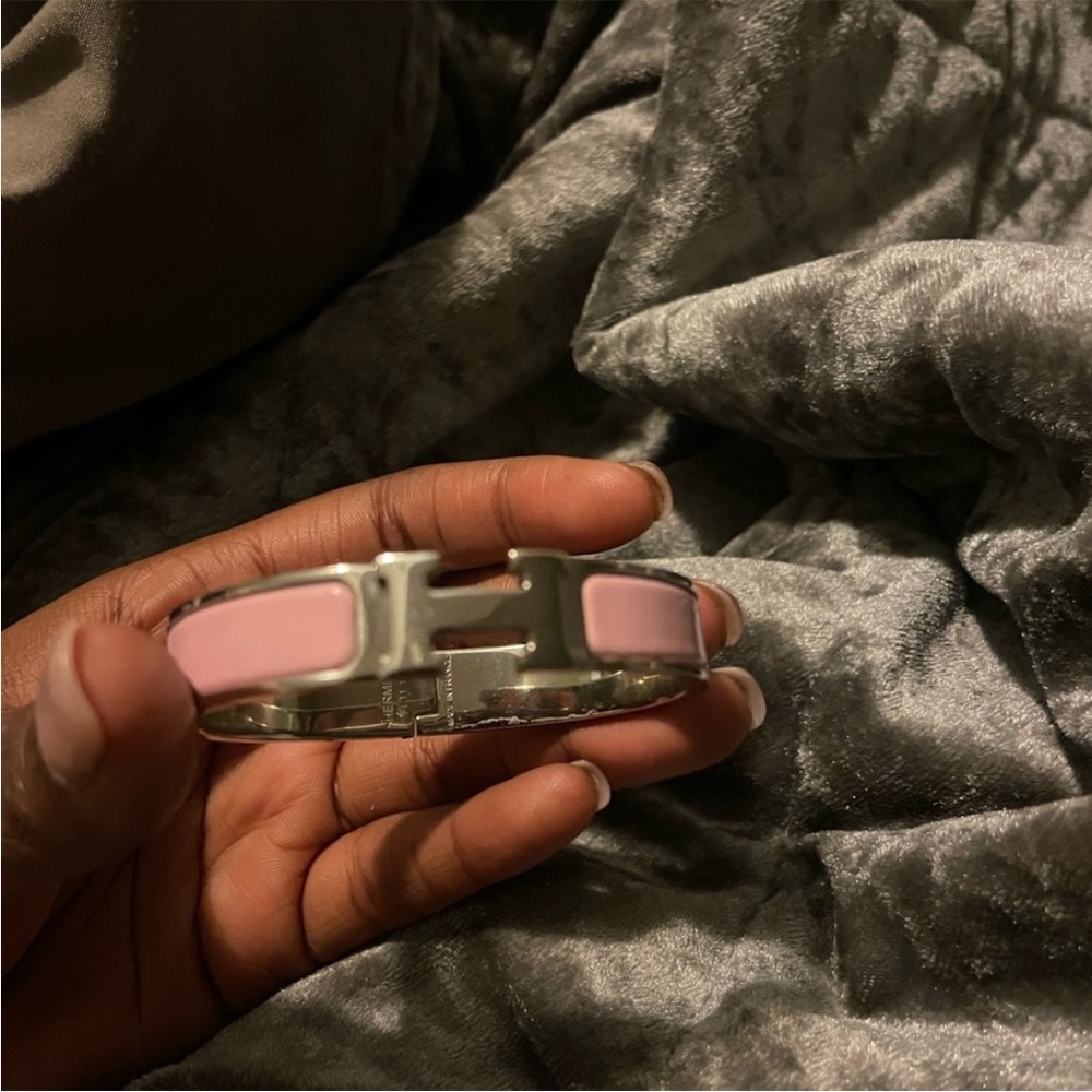 Pink Hermes Clic H bracelet in size PM